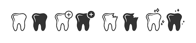 Conjunto de iconos de dientes Logotipo de clínica dental Iconos de dientes Ilustración vectorial