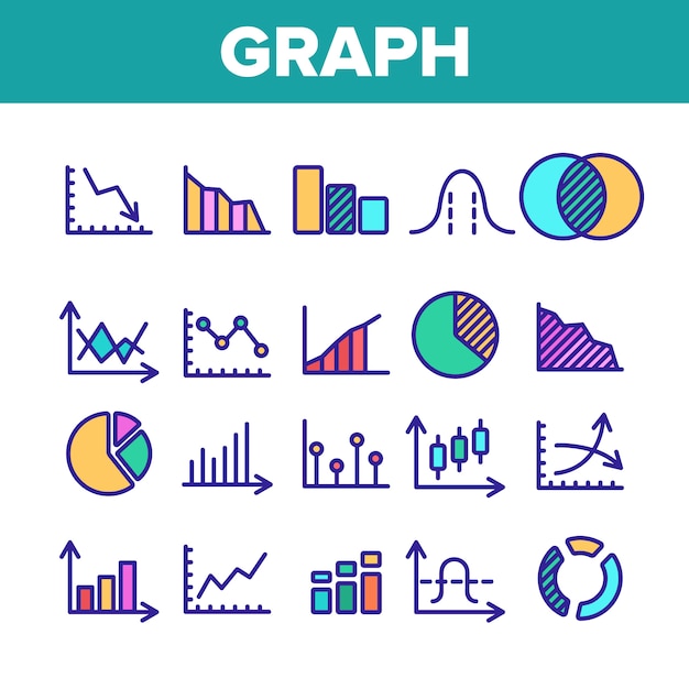 Conjunto de iconos diferentes signo gráfico