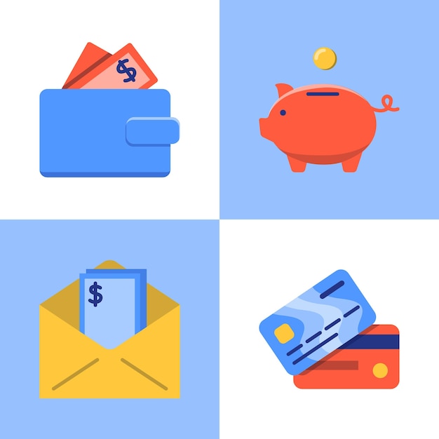 Conjunto de iconos de dinero y pagos