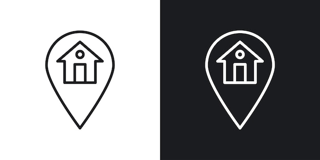 Conjunto de íconos de direcciones Home loacation vector de direcciones símbolo de logotipo en estilo negro lleno y delineado