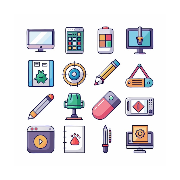 Conjunto de iconos de diseño y dibujo