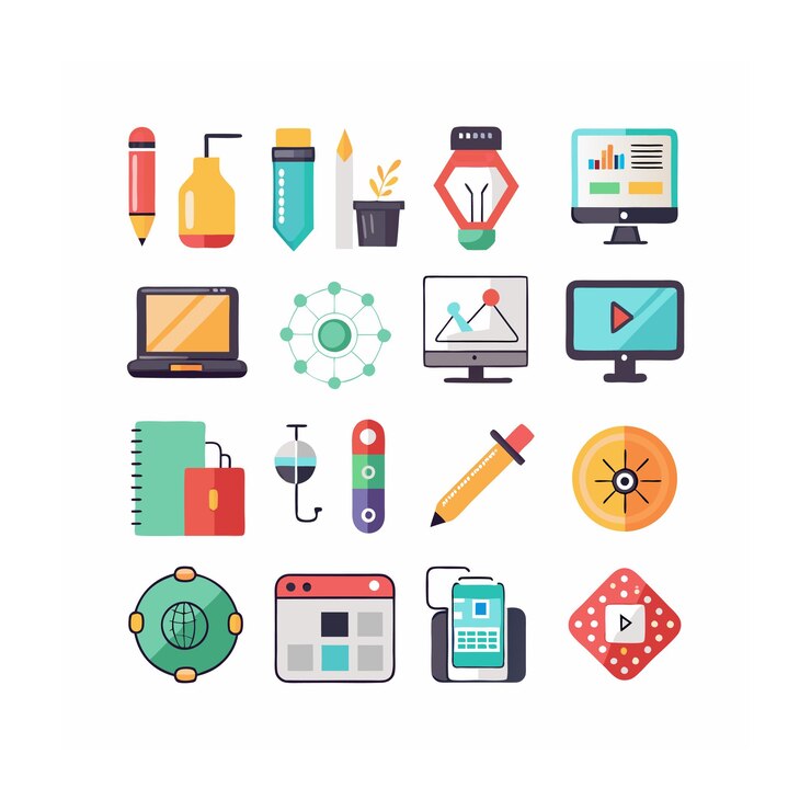Vector conjunto de iconos de diseño y dibujo