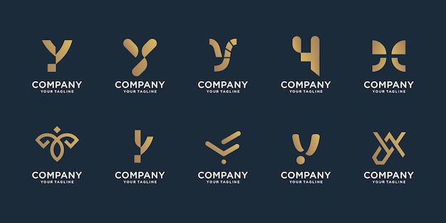 Conjunto de iconos de diseño de logotipo abstracto y conjunto de letras y mega paquete para negocios de empresa