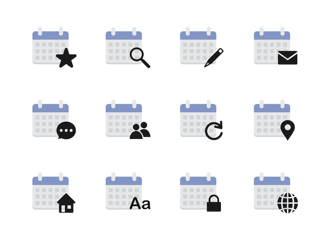 conjunto de iconos de un diseño plano vectorial de calendario