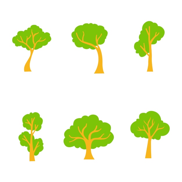 conjunto de iconos de diseño vectorial o símbolo de forma de árbol