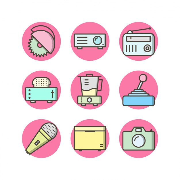 Conjunto de iconos de dispositivos electrónicos aislados en blanco