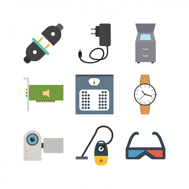 Conjunto de iconos de dispositivos electrónicos para uso personal y comercial