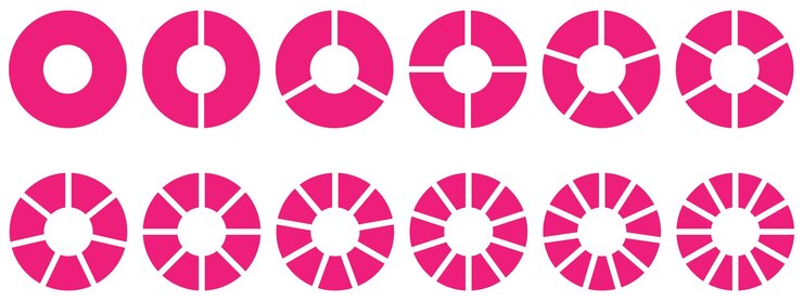 Vector el conjunto de íconos de la división del círculo del diagrama de la pieza el conjunto de los gráficos de la división de la pieza del diagrama del diagrama