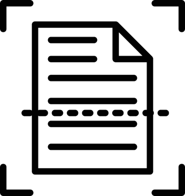 Conjunto de iconos de documentos escaneados Símbolo vectorial del escáner de archivos de papel digital Signo de impresora OCR