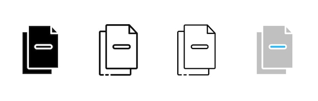 Conjunto de iconos de documentos interiores menos silueta de estilo lineal y plano iconos vectoriales