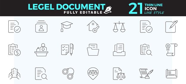 Conjunto de iconos de documentos legales