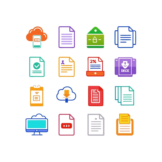 Conjunto de iconos de documentos