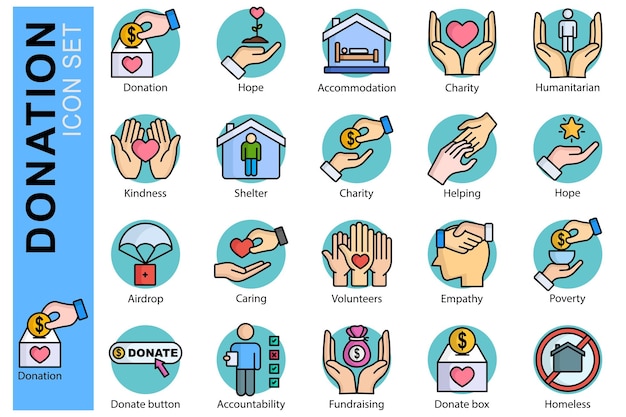 Conjunto de iconos de donación