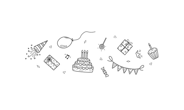 Vector conjunto de iconos de doodle de cumpleaños ilustración vectorial de concepto de fiesta elementos de boceto
