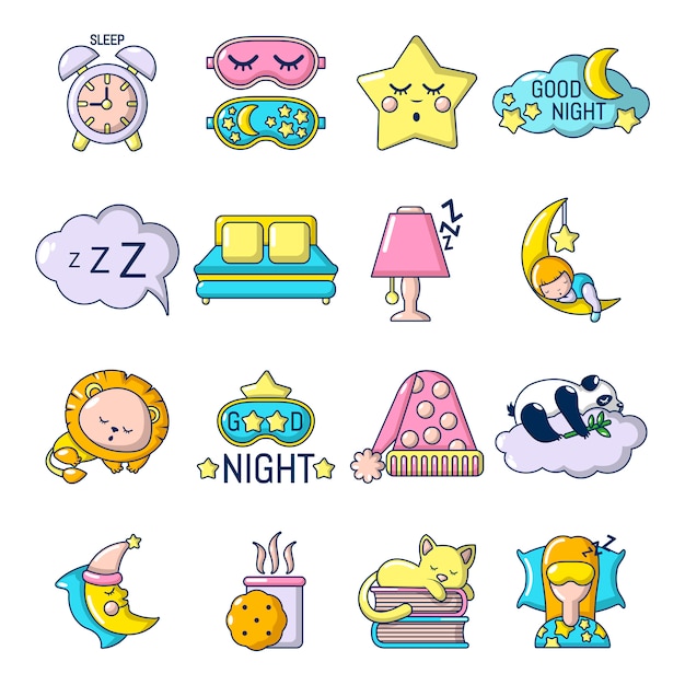 Conjunto de iconos para dormir