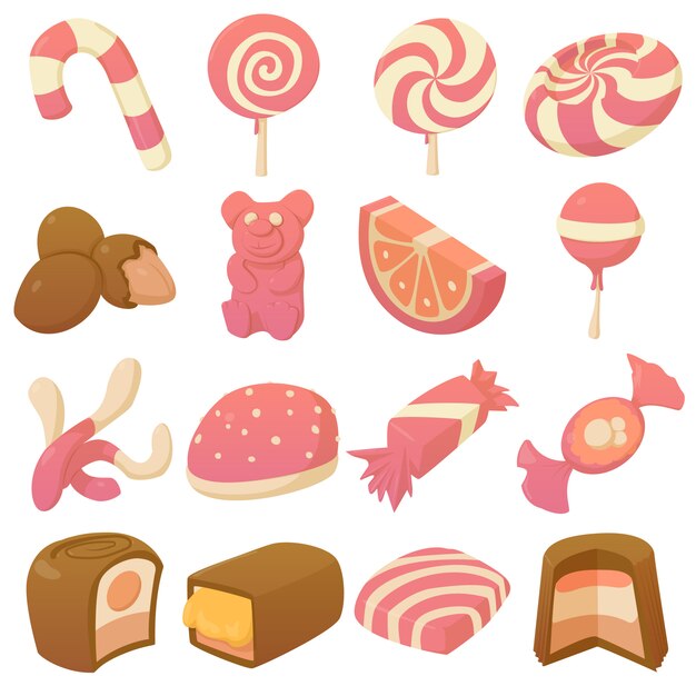 Vector conjunto de iconos de dulces y caramelos