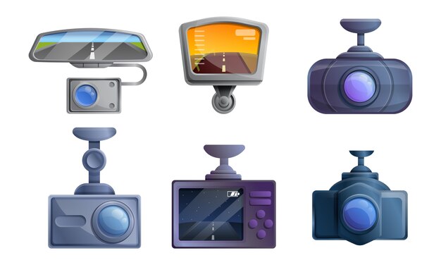 Vector conjunto de iconos dvr, estilo de dibujos animados