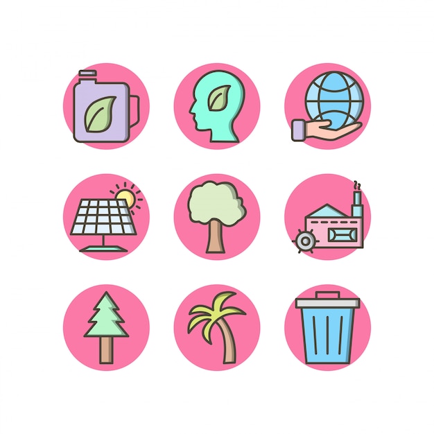 Conjunto de iconos de eco sobre fondo blanco vector elementos aislados