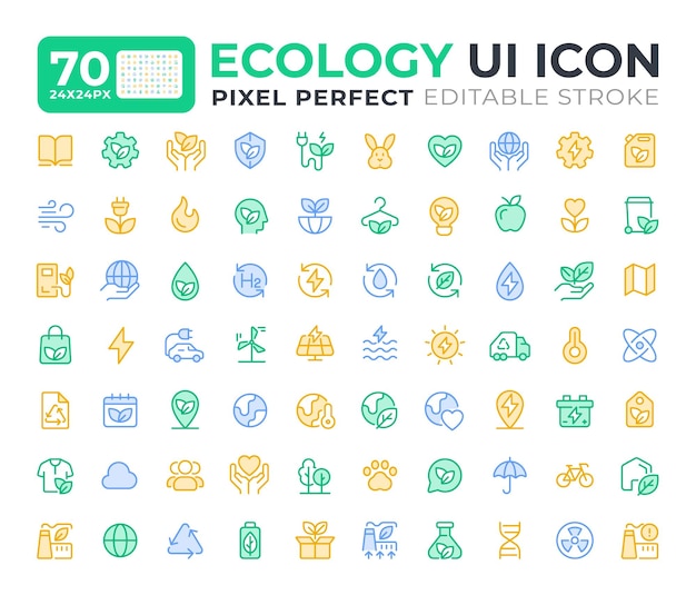 El conjunto de iconos de ecología de color duotono