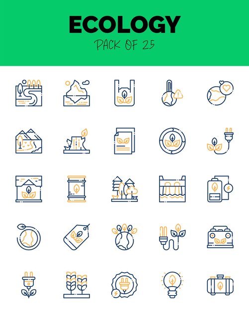 conjunto de iconos de ecología de dos colores para el logotipo web Ilustración vectorial