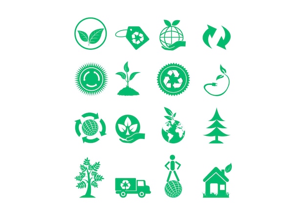 Vector conjunto de iconos de ecología verde