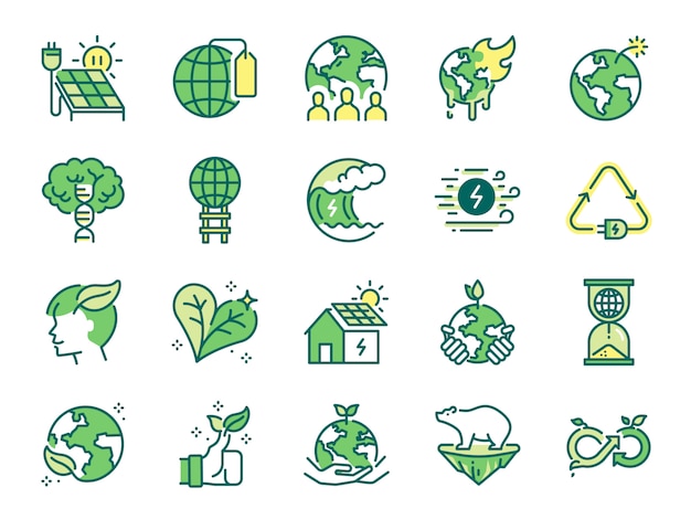 Vector conjunto de iconos de ecología.