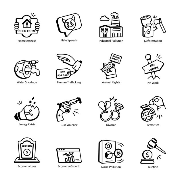 Conjunto de iconos de las ediciones de la Sociedad de Estilo de Contorno
