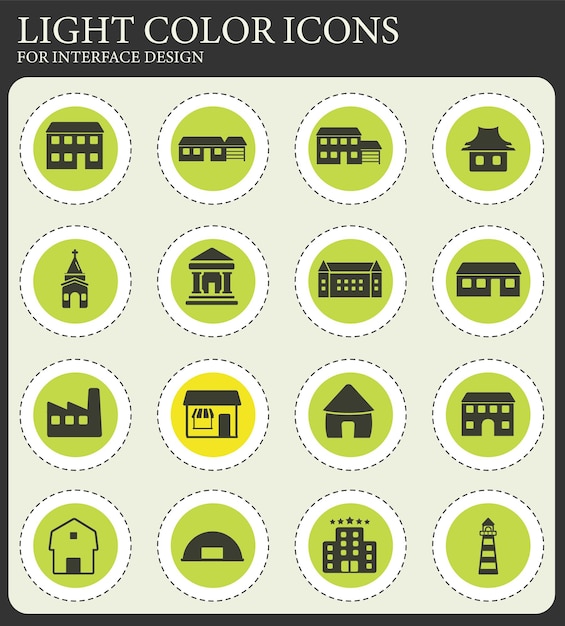 Conjunto de iconos de edificios