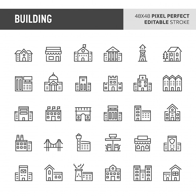 Vector conjunto de iconos de edificios