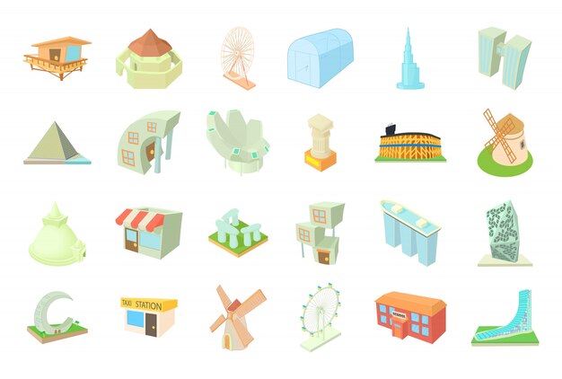 Conjunto de iconos de edificios