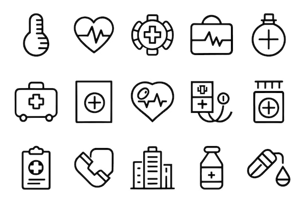 Conjunto de iconos editables relacionados con la medicina y la salud Ilustración vectorial plana aislada Fondo blanco