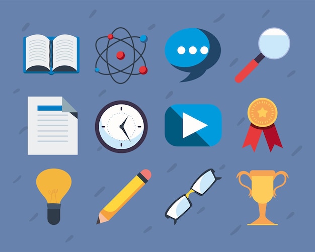 Conjunto de iconos de educación en línea