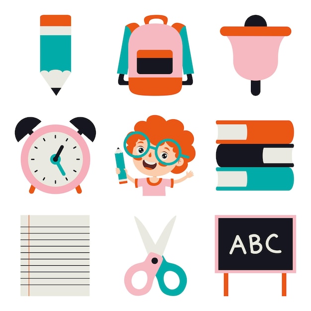 Vector conjunto de iconos de educación plana