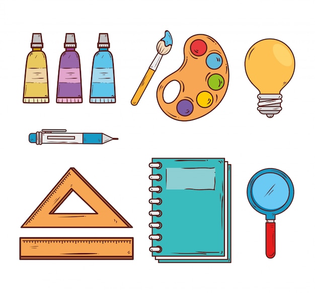 Vector conjunto de iconos de educación de suministros