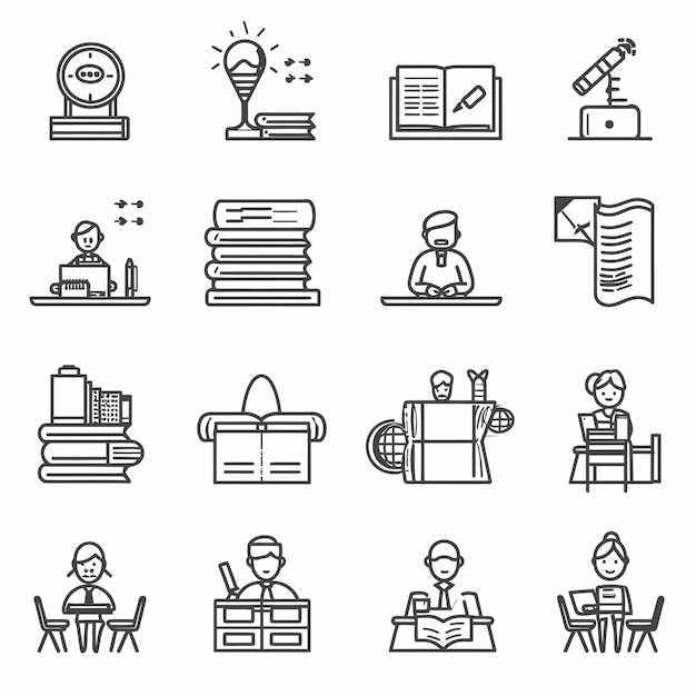 Vector conjunto de iconos de educación