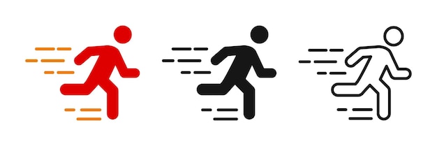 Conjunto de iconos de ejecución Logotipo de ejecución Silueta de ejecución rápida Ilustración original vectorial