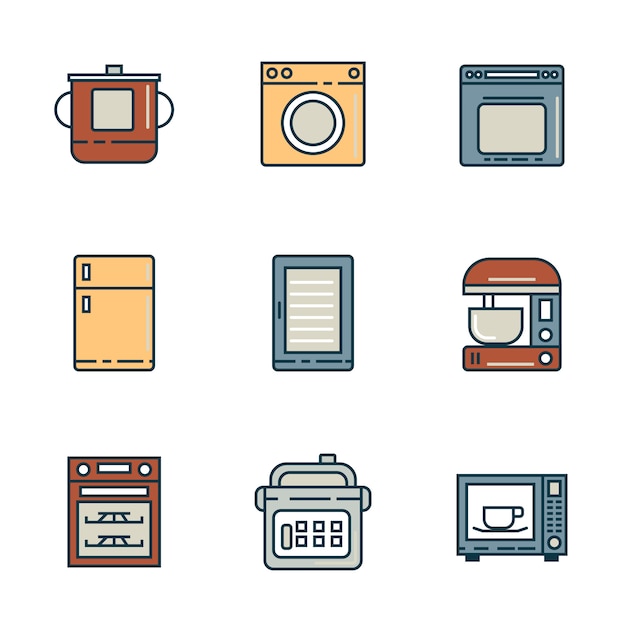Conjunto de iconos electrónicos caseros