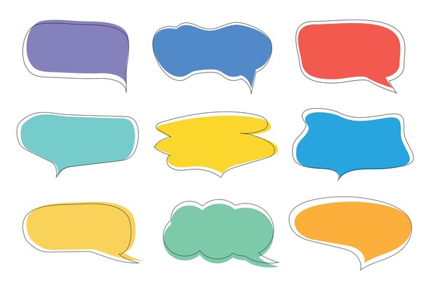 Conjunto de iconos de elementos de chat de burbujas de discurso de llamada ilustración vectorial