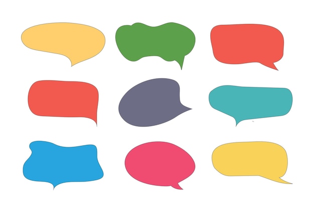 Conjunto de iconos de elementos de chat de burbujas de discurso de llamada ilustración vectorial