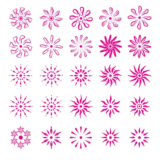 Conjunto de iconos de elementos de flores