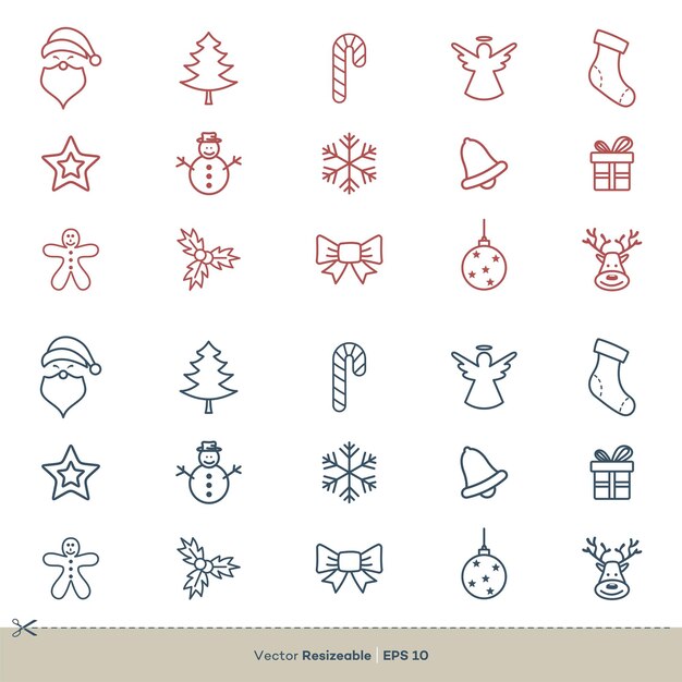 Conjunto de iconos de elementos de Navidad Vector Logo Plantilla Ilustración Diseño Vector EPS 10