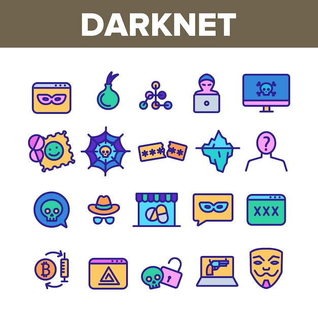 Conjunto de iconos de elementos web de colección darknet