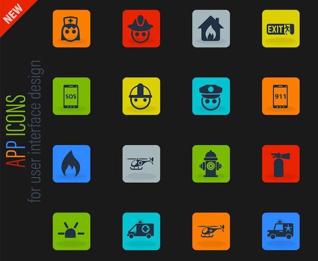 Vector conjunto de iconos de emergencia