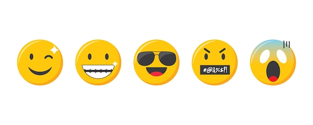 Conjunto de iconos emoji Ilustración de vector de colección de emoticonos