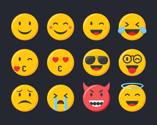 Conjunto de iconos emoji Ilustración de vector de colección de emoticonos