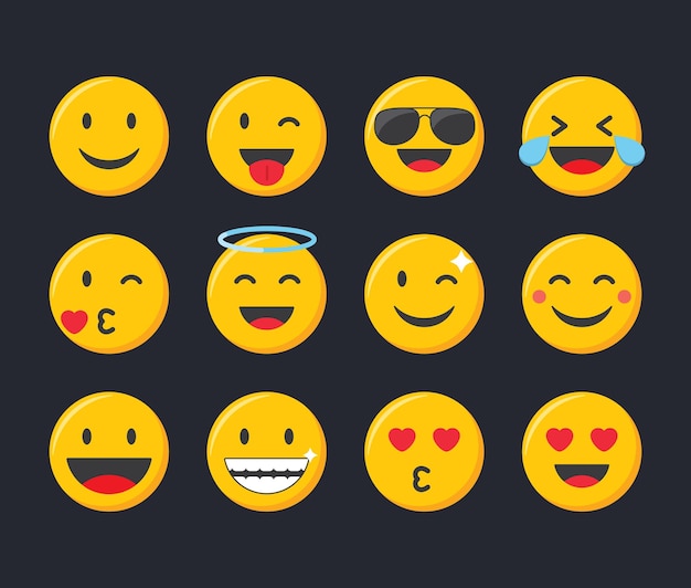 Conjunto de iconos emoji Ilustración de vector de colección de emoticonos