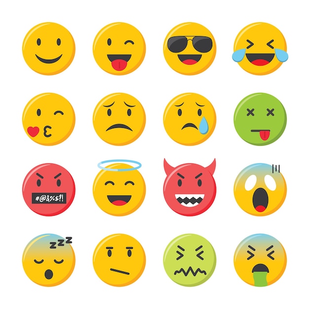 Conjunto de iconos emoji Ilustración de vector de colección de emoticonos