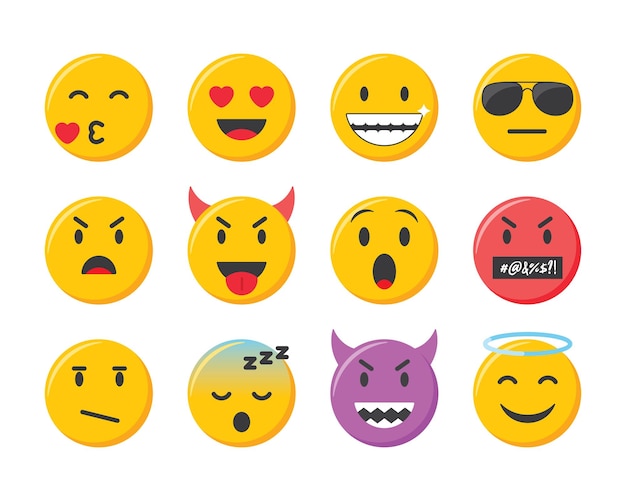 Conjunto de iconos de emoji Ilustración vectorial de la colección de emoticones