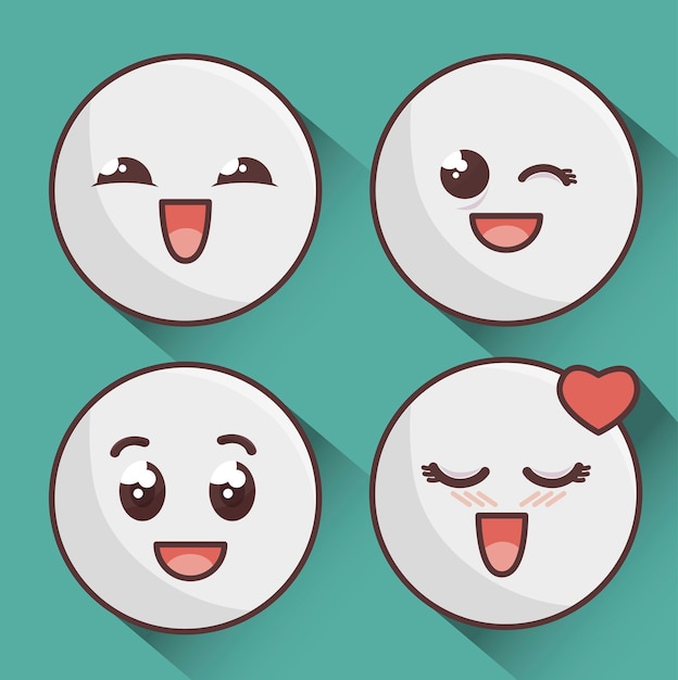 conjunto de iconos emoticonos aislado diseño de iconos