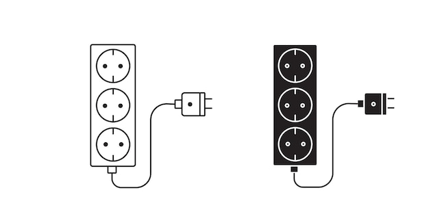 Conjunto de iconos de enchufe de alimentación eléctrica Signo de encuadre de cable eléctrico Elemento de símbolo eléctrico Vector